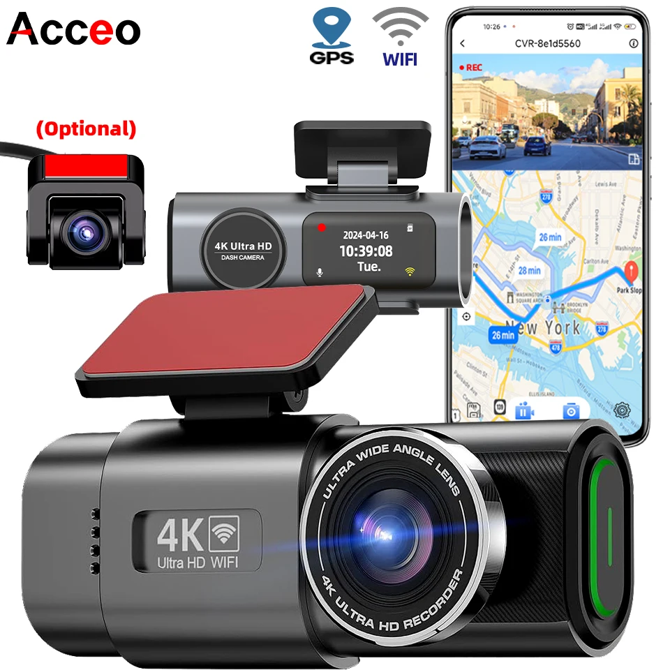 

Ultra-Full HD 4K Driving Recorder Hidden Portable Night Vision Optional 1080P Rear Camera Supports WiFi Control and GPS