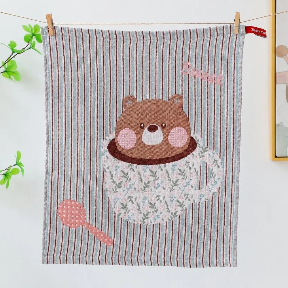 34x40cm Large Hand Towel 4 Layer Cotton Gauze Quick Dry Pure Cotton Dish Cloth Cartoon Decorative Kitchen Towel