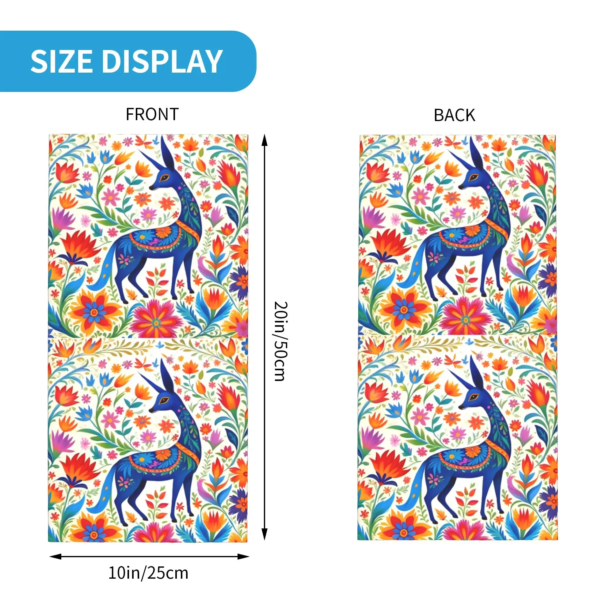 New Mexican Flower Otomi Art   Bandana Neck Gaiter for Hiking Running Men Women Wrap Scarf  Balaclava Warmer Face Scarf Cover