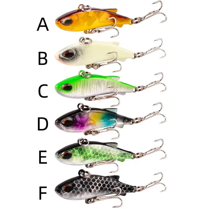 4g 4cm VIB Fishing Lures Metal Treble Hooks Sinking Vibration Artificial Bait Winter Mini Lifelike 3D Eyes Swimbait Crankbait