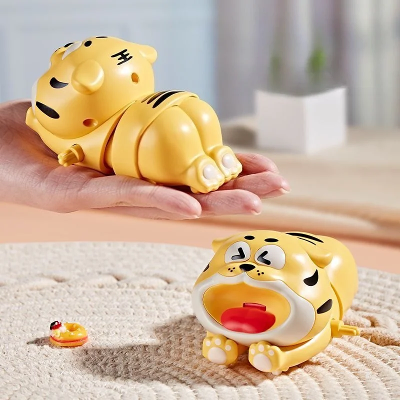 2 Stuks Cartoon Kruipende Tijger Wind-Up Speelgoed Grappig Wiebelend Springen Kids Toya Desktop Fidget Metgezel Collectible Peuter kinderen Speelgoed