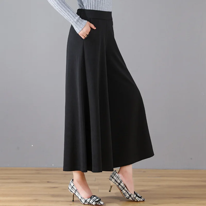 

High Waist Loose Wide Leg Pants Nine Points Women's Fashionable Mom Summer Casual Skirt Pants Polyester Fiber Elegant Style