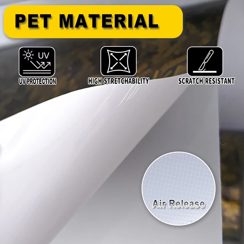 High Gloss Yellow PET Forged Carbon Fiber Vinyl Wrap, Air Release Adhesive Decal Film for Car & Motorcycle, Color Change & Anti-