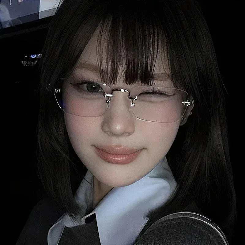 Occhiali da vista quadrati trasparenti senza montatura Occhiali che bloccano la luce blu Moda senza montatura per donna Uomo Occhiali da computer argento