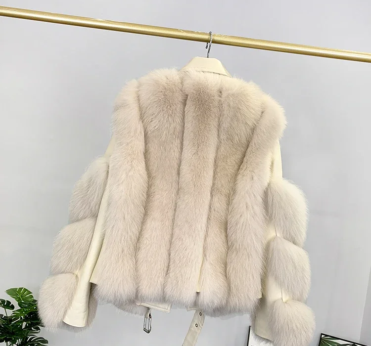 Winter New Real Fox Fur Coats With Genuine Sheepskin Leather Wholeskin Natural Fox Fur Jacket Outwear Luxury Women New