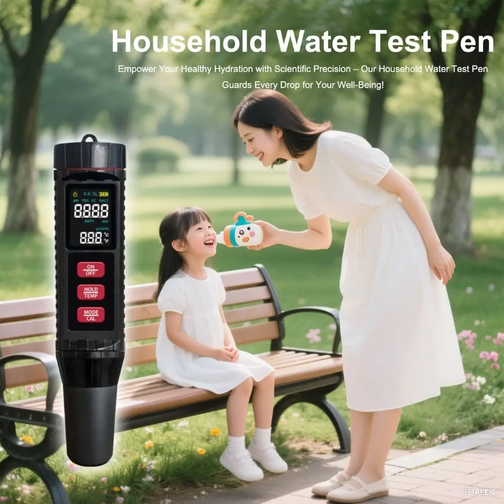 LCD شاشة ديجيتال قلم اختبار المياه المنزلية متعددة الوظائف مقاوم للماء مقياس جودة المياه عالية الدقة 7 في 1 جهاز اختبار درجة الحموضة #5