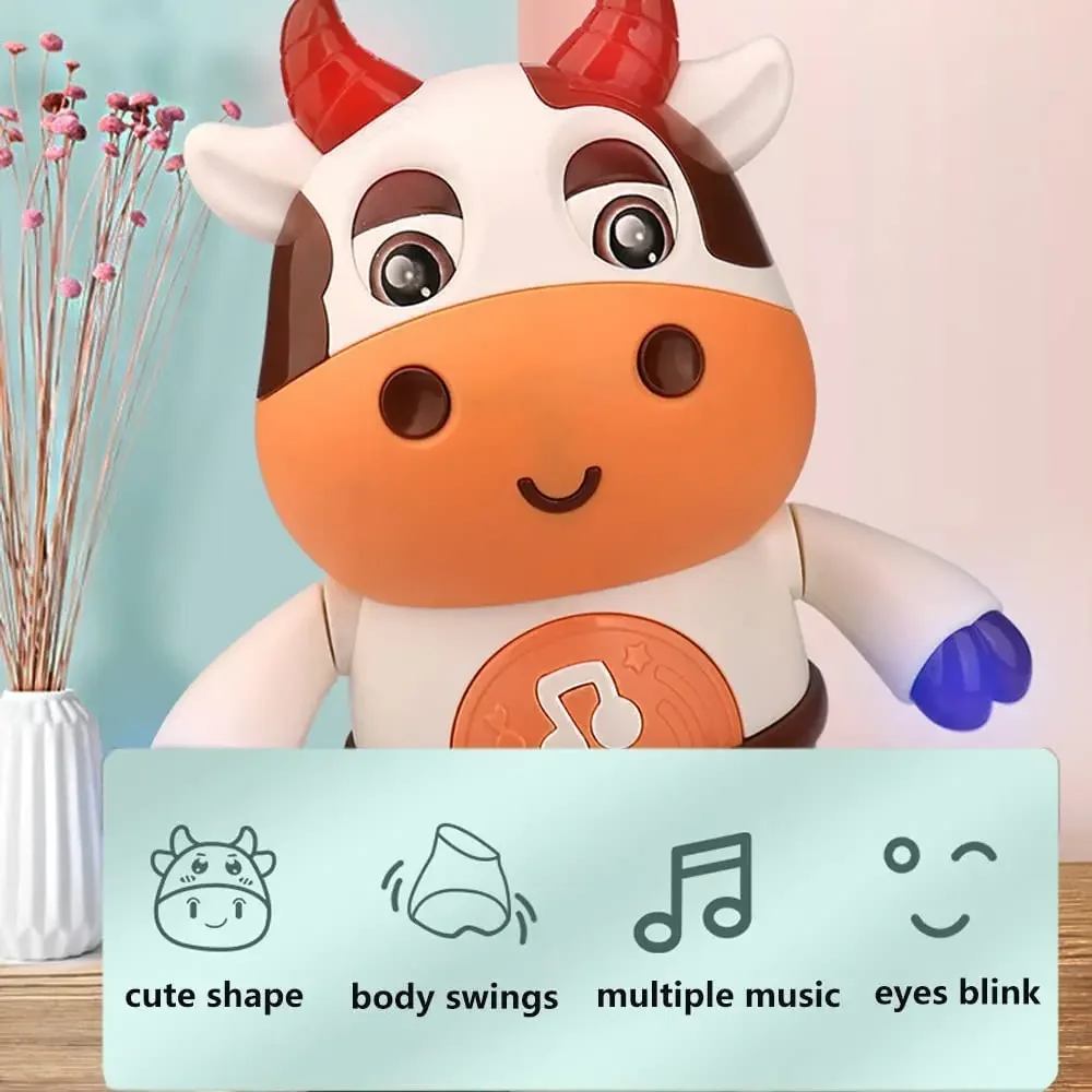Jouets musicaux de vache dansant et marche, jouet de vache pour enfant avec musique et lumières LED, jouets de danse pour enfants