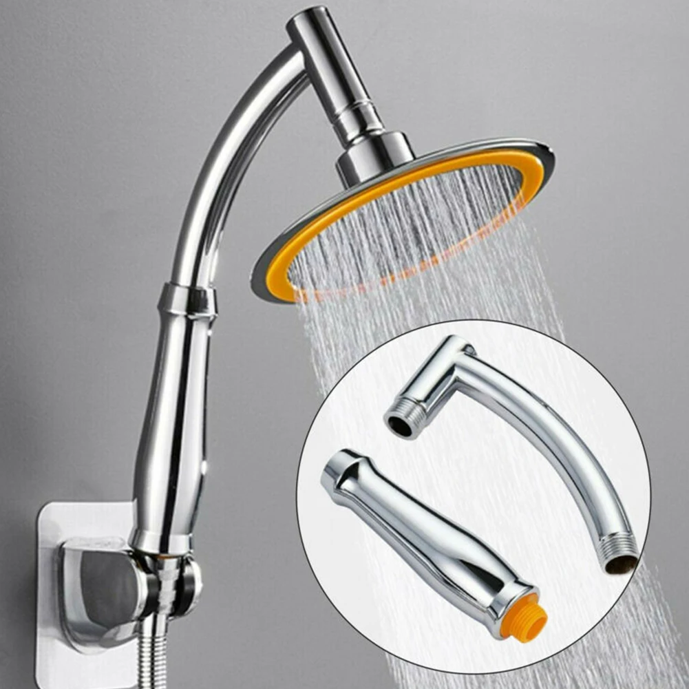 Shower Heads Extension Arm Hand Hold Adjustable Extender Angled Shower Arm Kits Chrome Sprinkle Part For Bathrooms