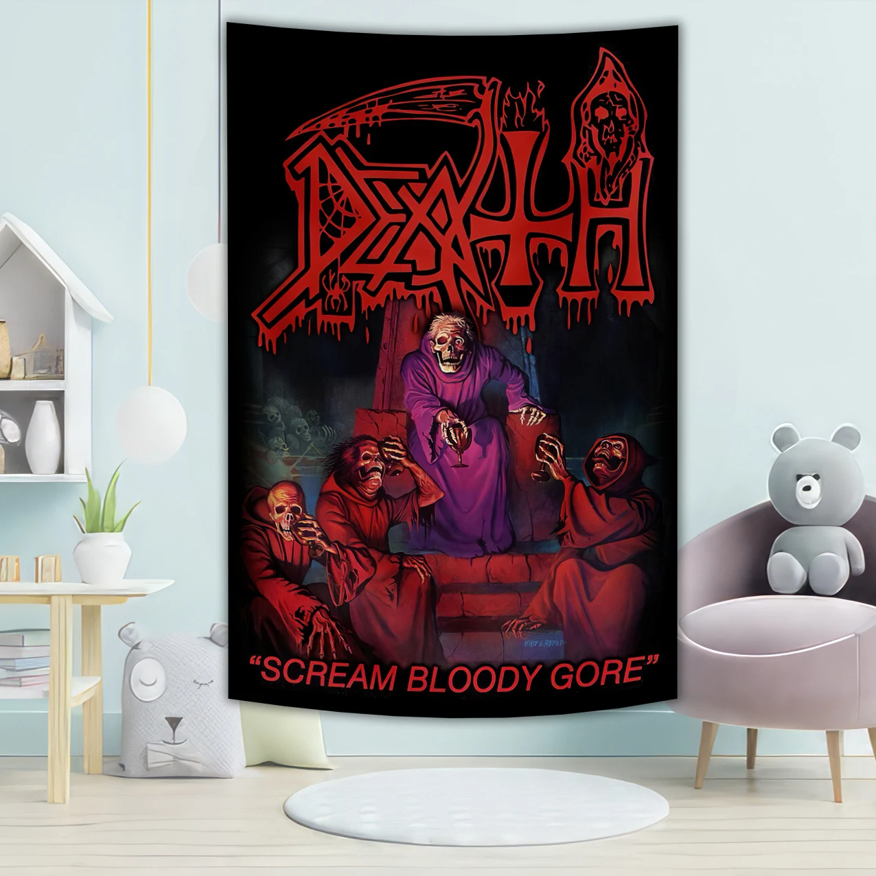 

Angles Old Deaths Mental Rock Band Polyester Printed Gift Banner Home or Outdoor For Decoration Tapestry