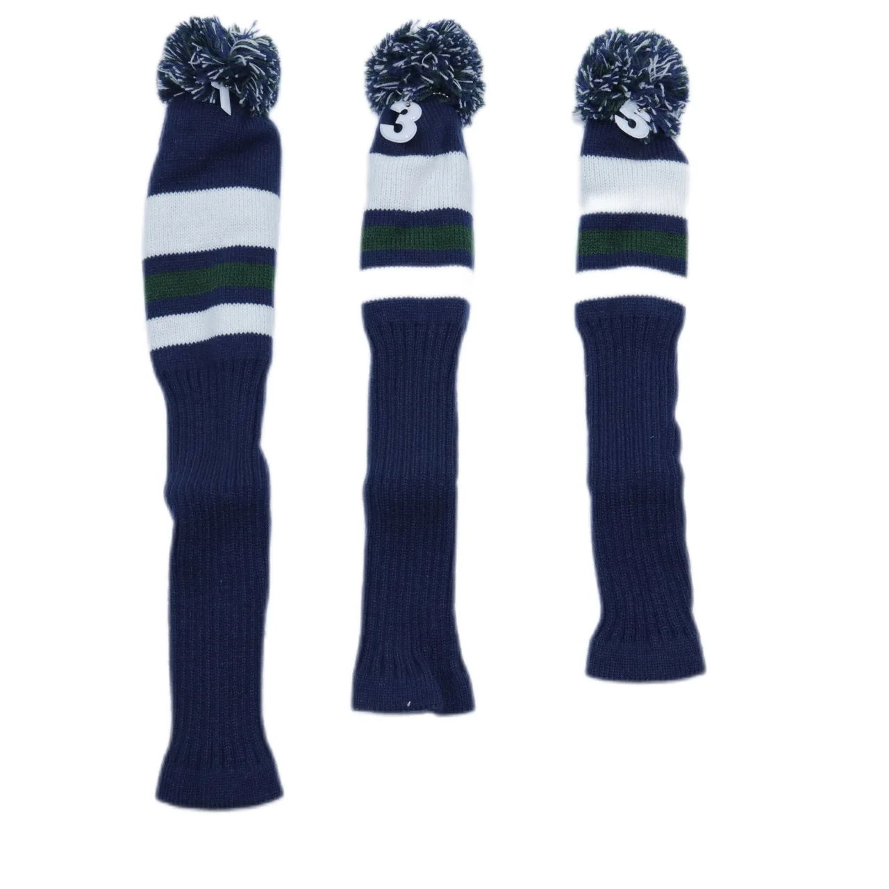 Navy Blue Knitted Golf Wood Headcovers 1/3/5, 3Pcs Yarn Protective Sleeve for Driver & Fairway Wood Golf Accessories
