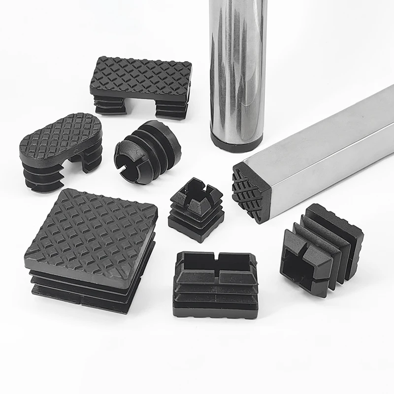 

4-30Pcs Black Square Plastic Plug Stainless Steel Pipe Head Furniture Table and Chair Foot Pad 20*20mm-60*60mm/20*30mm-30*60mm
