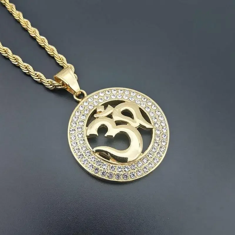 Vintage Hindu Symbols Rune Amulet Pendant Necklace Charm Men\\\'s Religious Style Prayer Amulet Jewelry Gift