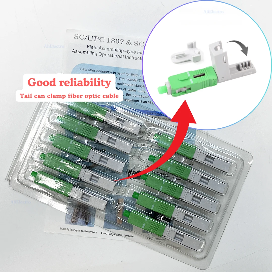 10/30 Uds ESC250D FTTH SC APC conector rápido de fibra óptica SC FTTH conector rápido de fibra óptica SC conector de montaje de fibra