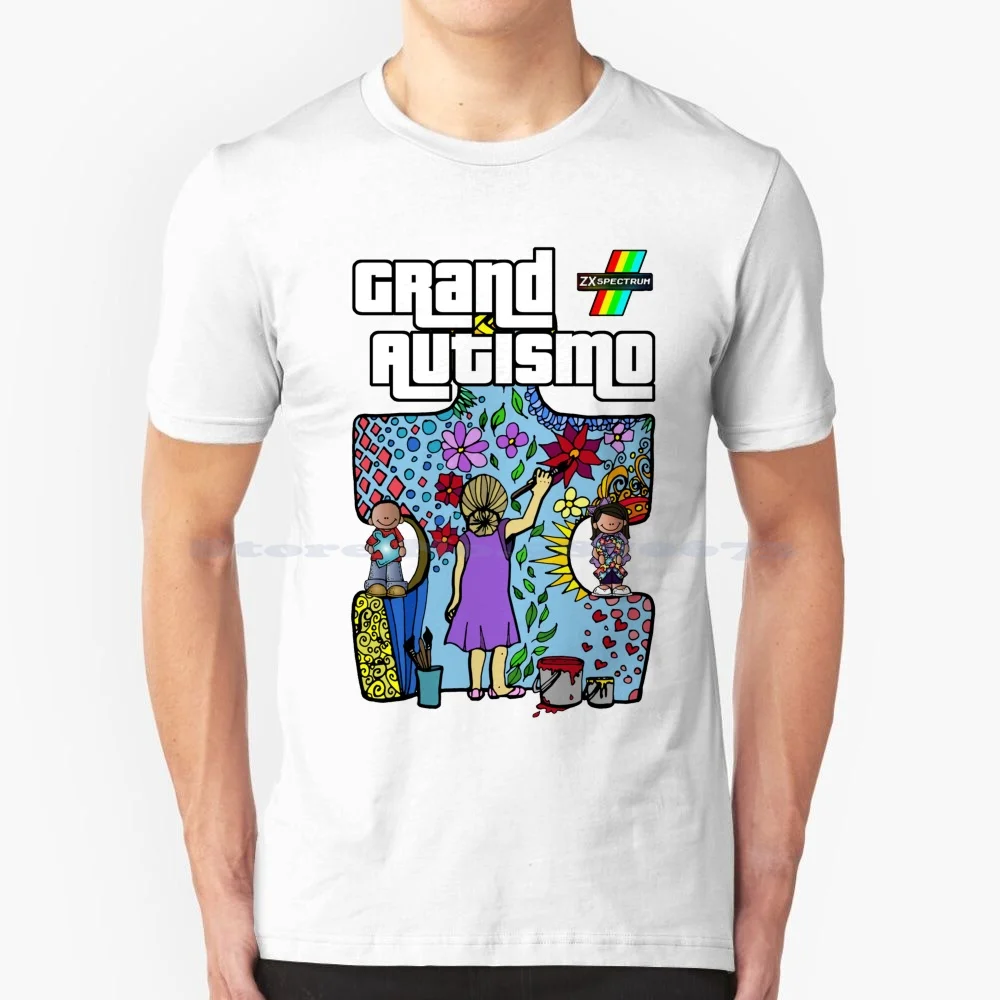 Grand Autismo T Shirt 100% Cotton Tee Grand Theft Auto Grand Autismo Aspergers Spectrum Game Puzzle Funny Parody