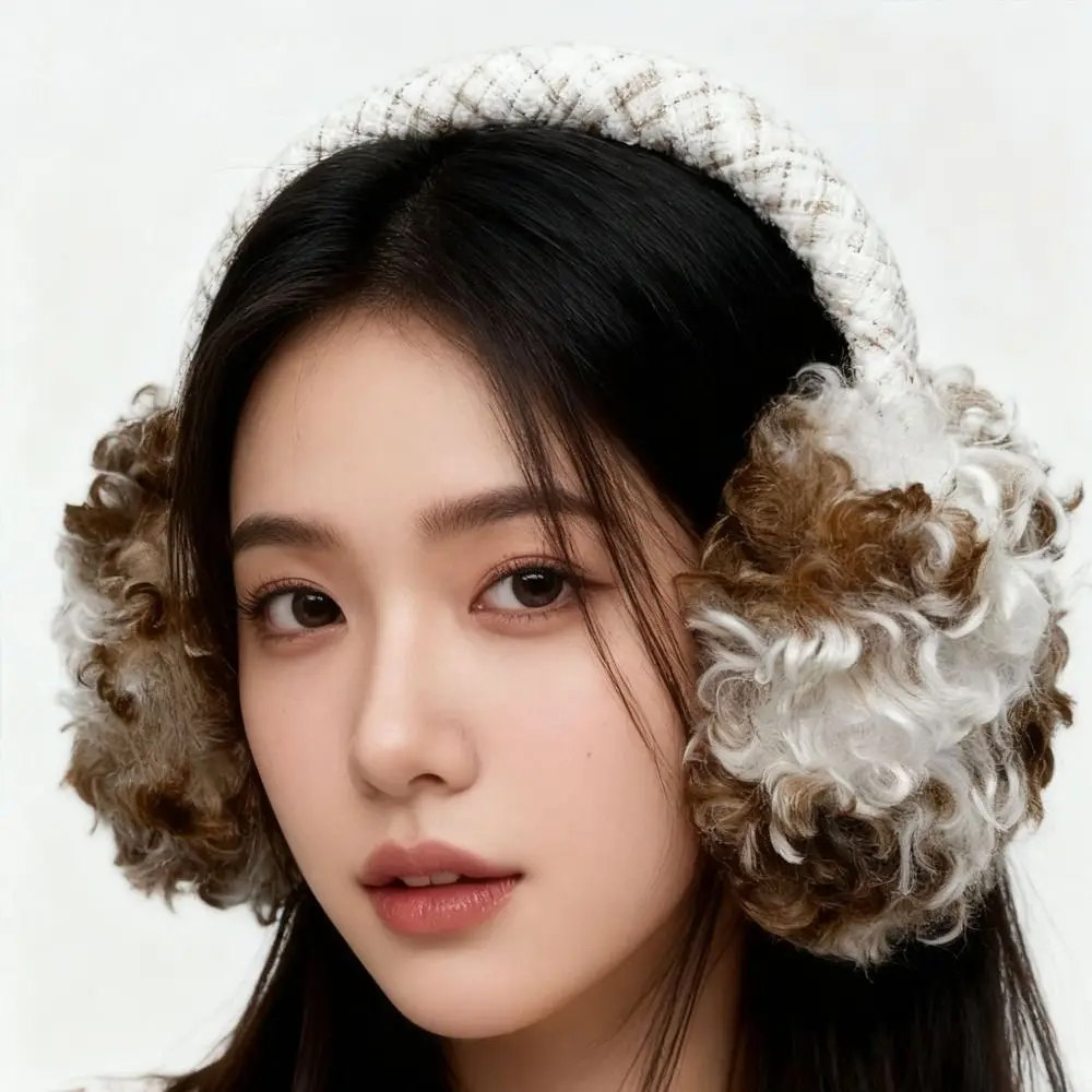 New Foldable Earmuffs Soft Knitted Headband Winter Earmuffs Warm Ear Coverage Curly Faux Fur Faux Fur Earmuffs