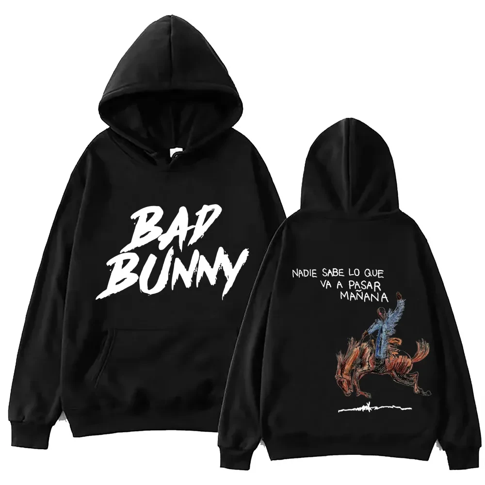 

2024 Nadie Sabe Lo Que Va A Pasar Manana Bad Bunny Hoodie Tops Long Sleeve Sweatshirt Music SpringCasual Sweatshirt Printing