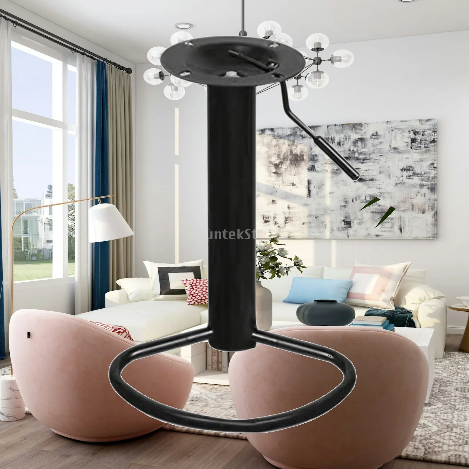 Metal Bar Stool Raising Base with Stable Floor Loop for Cafe Restaurant Adult Seating