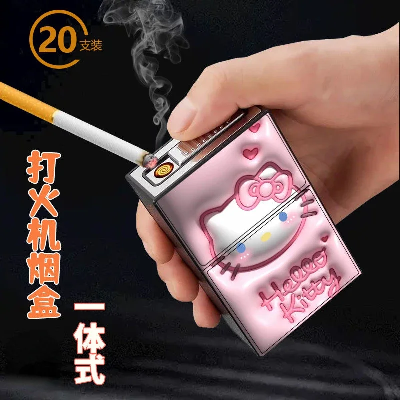 Briquet aste portable tout-en-un, Sanurgente Pompom Purin Pochacco Kuromi Cinnamoroll Hello Kitty, nouveau dessin animé, étui physique