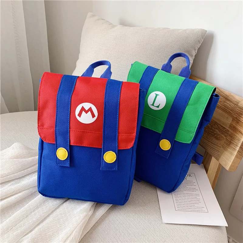 

Super Mario Bros Cartoons Backpack High Capacity Nylon Waterproof Anime Peripherals Kindergarten Baby School Bag Cosplay Gifts