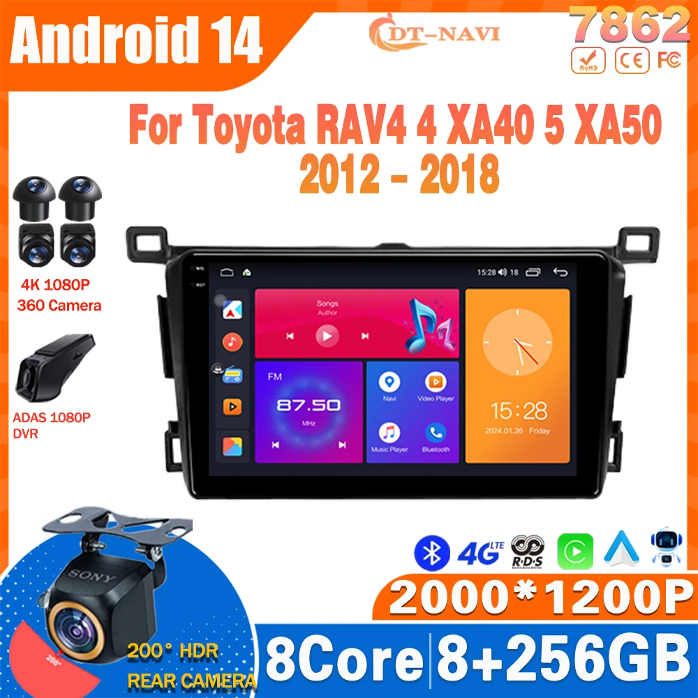 

Android 14 Car Radio For Toyota RAV4 4 XA40 5 XA50 2012 - 2018 RHD Multimedia Video Navigation Player GPS Carplay Stereo 4G BT