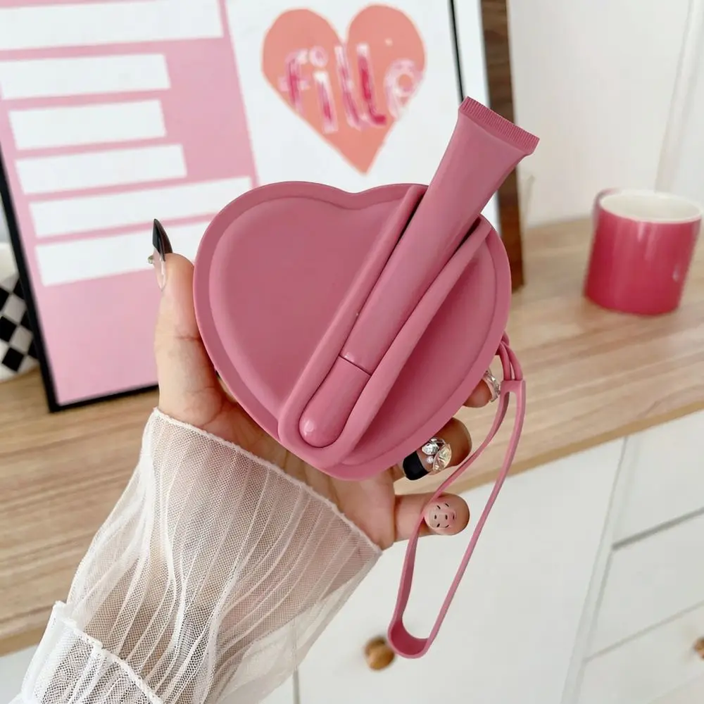 Cute Heart Shape Silicone Case Portable Lipstick Pouch Mini Earphone Bag Coin Purse Travel Organizer Accessory