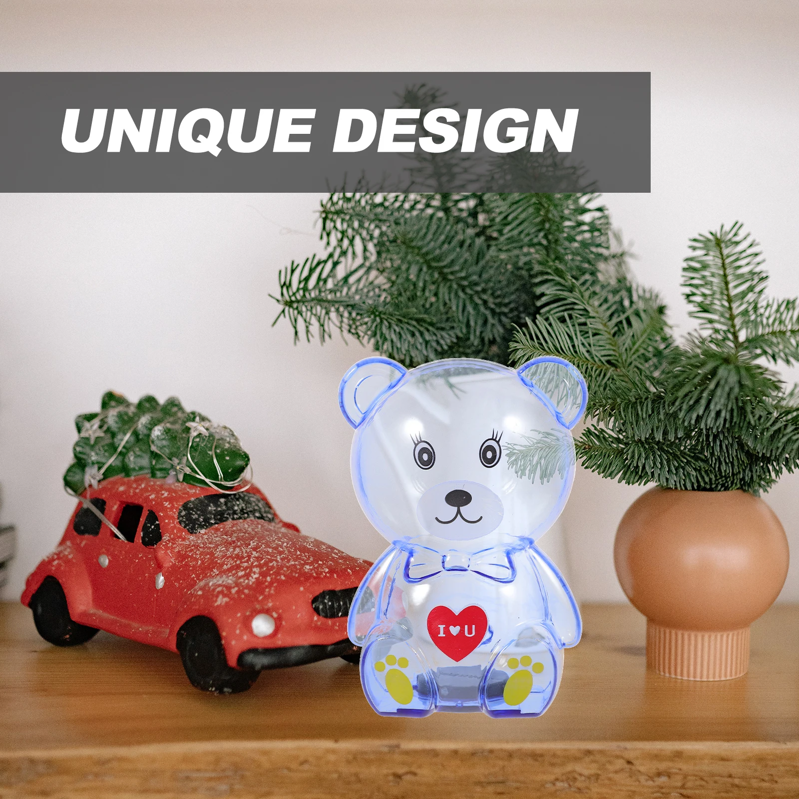 2 Stuks Clear Bear Spaarpot Transparante Geldpot voor Kinderen Compact Muntcontainer Tafelblad Spaarbank Thuiskantoor Decor