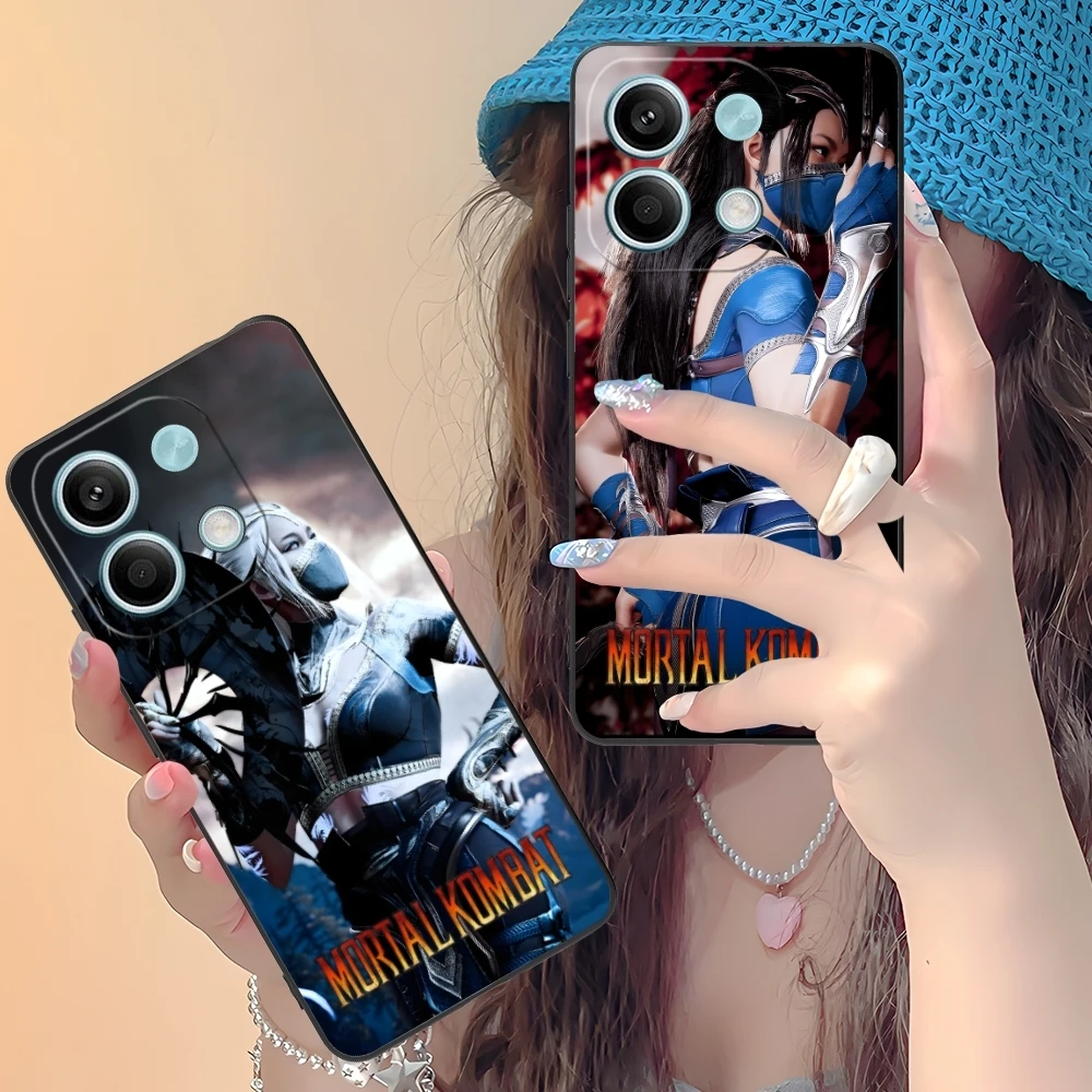 Mortal Kombat Kitana Mobile Cell Phone Case for Xiaomi Redmi 14 13 13C 12 12C 10 10C A1 A2 A3 Plus 5G Black Phone Cover Shell