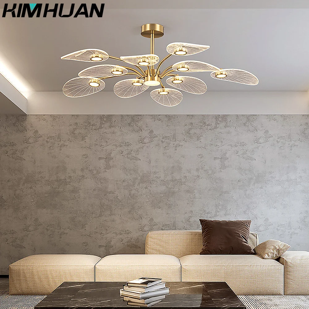 Imagem -02 - Kimhuan-ledceiling Nordic Pendant Lamp Lotus Leaf Design Quarto Sala de Estar Sala de Jantar Home Luminárias Decorativas