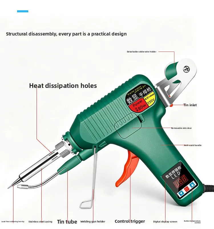 Digital Display Manual Tin Discharge Gun Welding Gun Automatic Soldering Machine 80W Loco Tin Maintenance Set