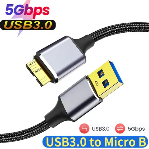USB 3.0 to Micro B Cable Hard Disk 5Gbps Data Transfer Fast Charger Cord for Samsung Toshiba WD Seagate  HDD SSD Micro B Cable