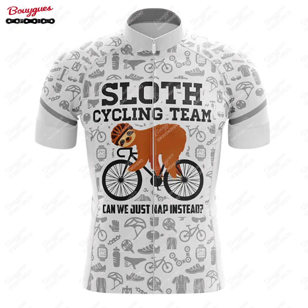 Sloth Series Cycling Jersey For Men Short Sleeve Reflective MTB Maillot Downhill Pro Team Mountain Bicycle Clothing  Summer New