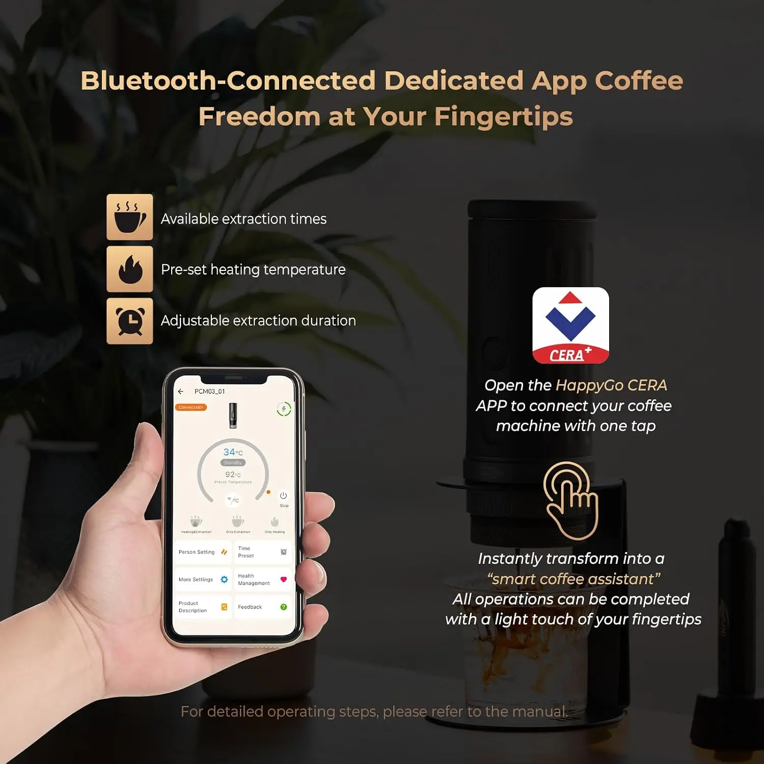 Newly KAPO K2 Pro Portable Espresso Machine with Bl uetooth APP Connect & 58mm Bottomless Basket, Electric Coffee Maker 20 Bar P
