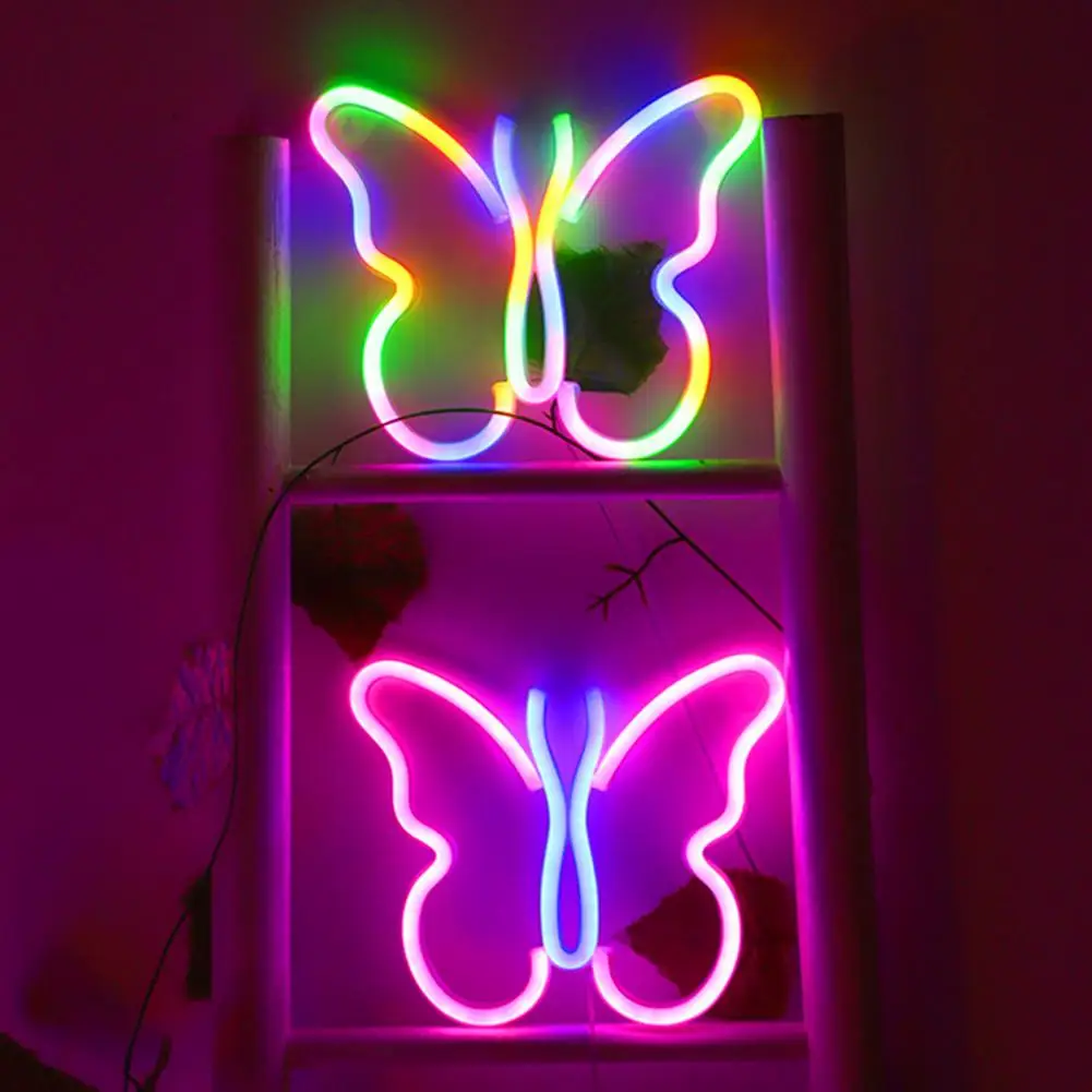 

Party Led Light Butterfly Neon Sign Lamp Flicker-free Led Wall Art Decoration Usb/battery Operated 3 Years of Seller Experience