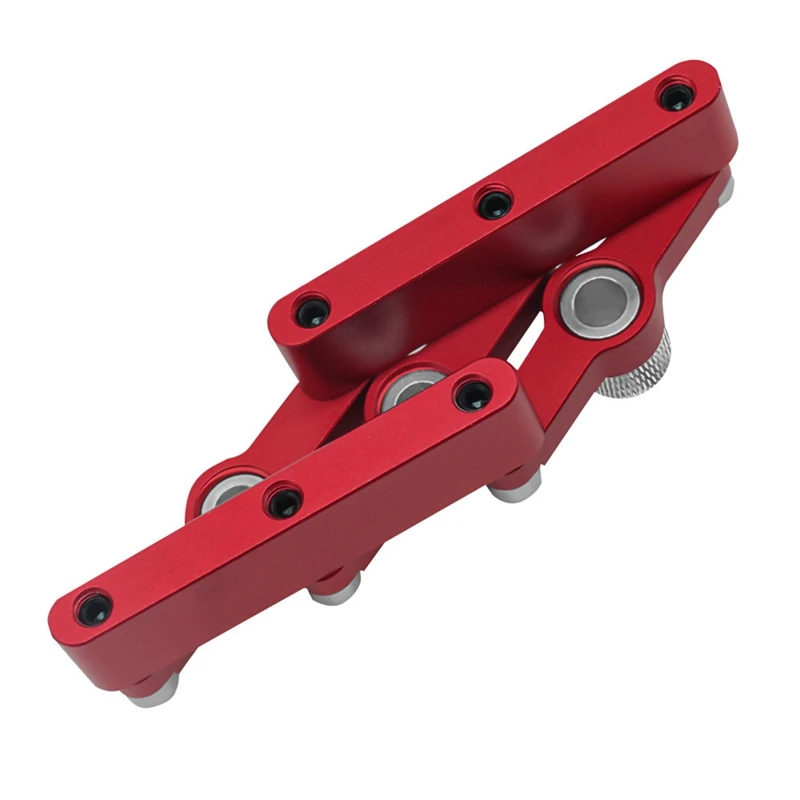 1Set Self Centering Dowelling Jig Woodworking Hole Drill Guide Dowel Hole Positioner Locator Red With 3-10Mm Drill Sleeves