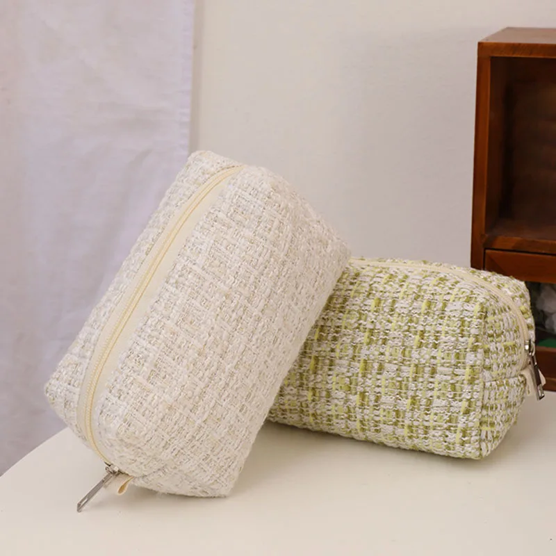 Fashion Color Plaid Cosmetic Storage Bag Clutch Makeup Bag Large Capacity Portable Skincare Toiletries Storage Bag Pouch