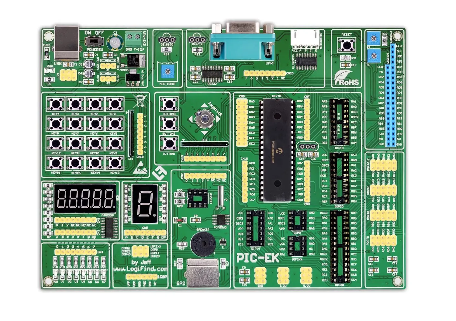 

PIC MCU Learning Development Board PIC-EK Supports 8 14 18 20 28 40-pin PIC MCU