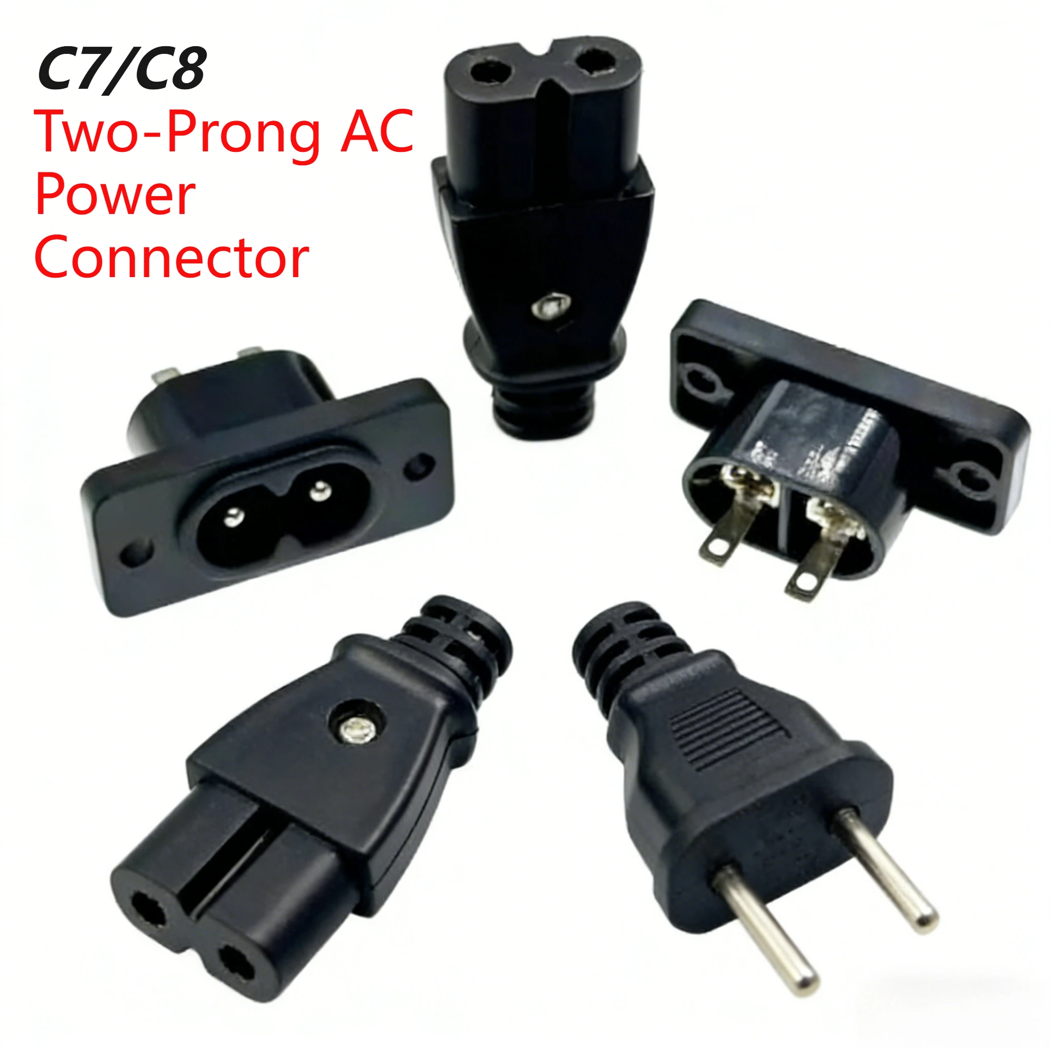 Figure-Eight Tail C7 Self-connecting C7 C8 Mini Home Plug Two-Prong Socket Connector Appliance & Lighting Plug Figure-Eight