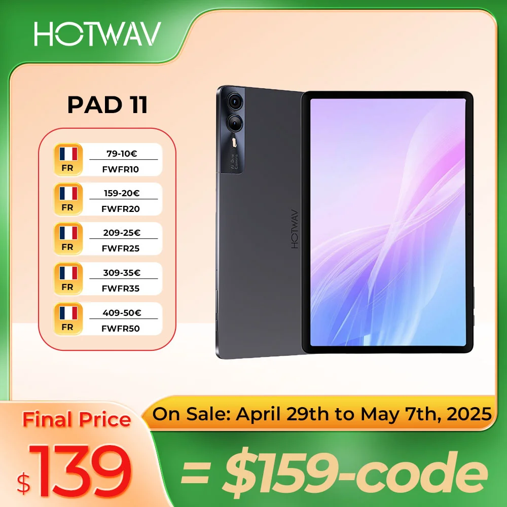 HOTWAV Pad 11 tablette Android 13 11 pouces 2K mini PC 8000mAh 12(6 + 6) GB + 256 GB tablettes 16MP + 8MP caméra Widevine L1 avec clavier