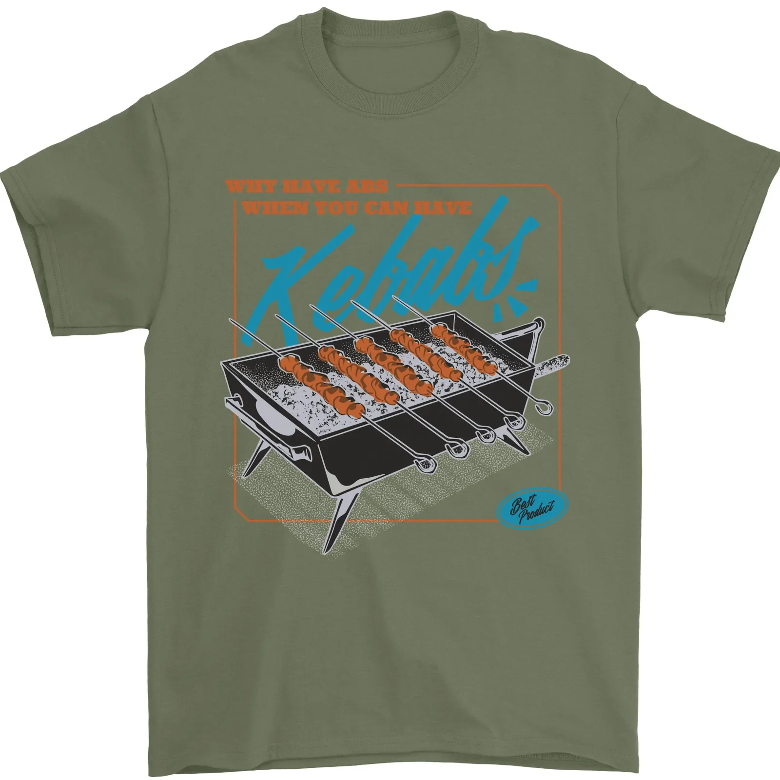 Abs Kebabs Funny Gym Overweight Fat Mens T-Shirt 100% Cotton