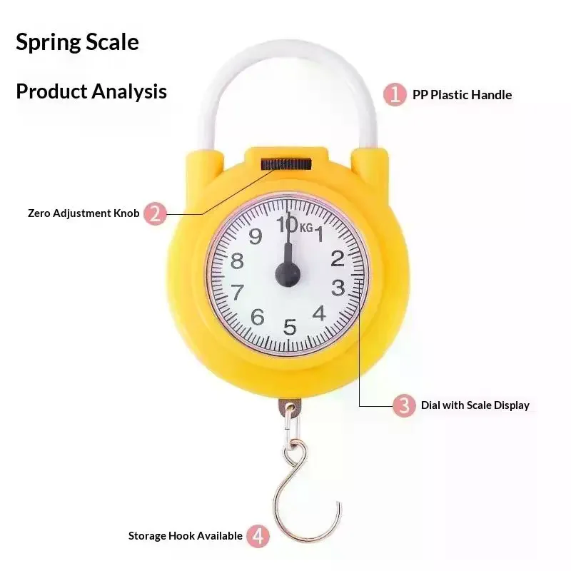 Food Digital Scale Luggage Scale Weighing Scales Mini Pointers Hook Spring Hanging Scale Portable Fishing Scale 10kg Capacity