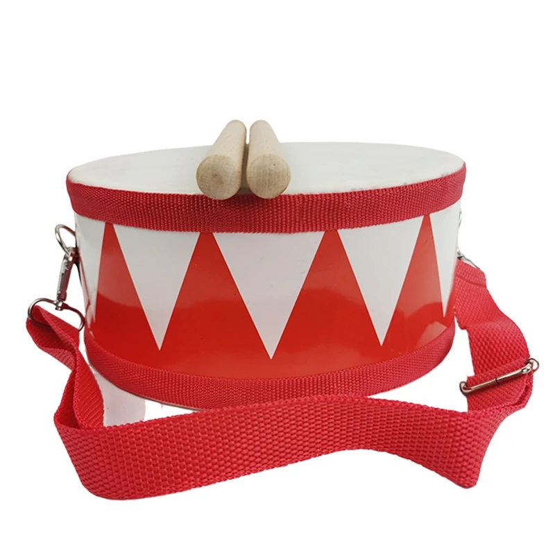 Drum Snare Kids Percussion Toys Children Instrument Children Hand Wooden 8Inch Rhythm Sense Instrument Set Durable Red & White