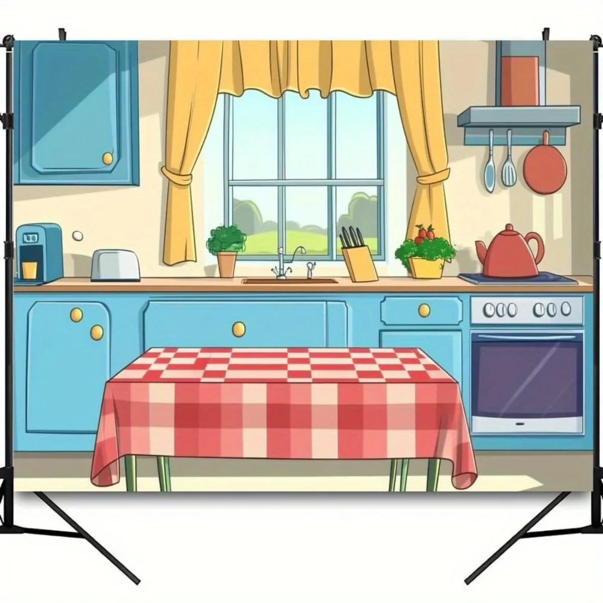Red White Plaid Polyester Curtains Kitchen Drapes Cottage Farmhouse Style Window Treatments Panel Waterproof Curtain Decor