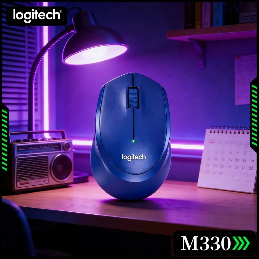 Tiny Nano Dongle Logitech M330 Silent Wireless Mouse Will Not Block Adjacent USB Port On Slim Modern Laptop Devices