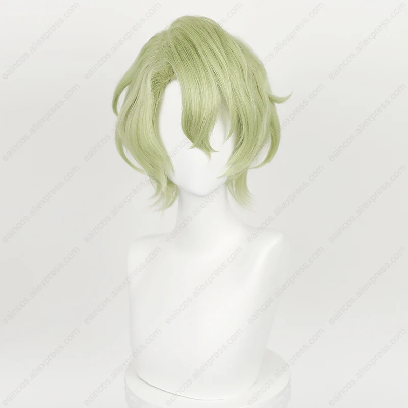 ES Tomoe Hiyori Cosplay Wig 37cm Yellow Green Short Hair Heat Resistant Synthetic Wigs