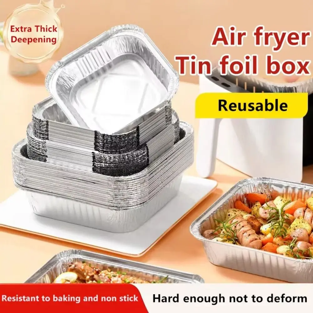 30Pcs 6/7/8/9inch Aluminum Foil Baking Trays Non-Stick Square Aluminum Foil Bowl Thick High-temperature Resistant