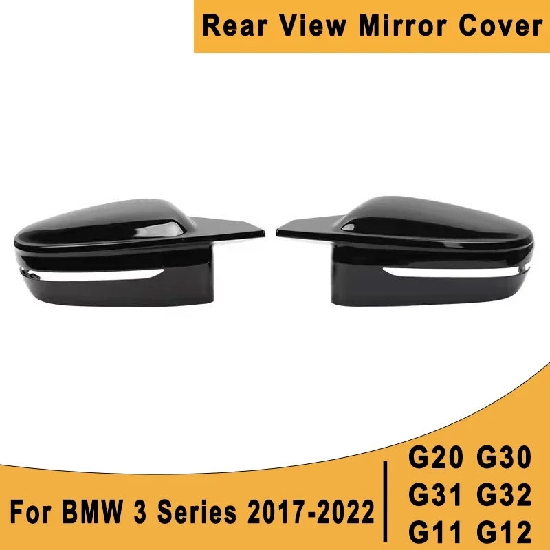 

For BMW 3 Series G20 G30 G31 G32 G11 G12 2017-2022 Left-hand Drive Car Rear View Mirror Cover Cap ABS Accessories (Bright Black)