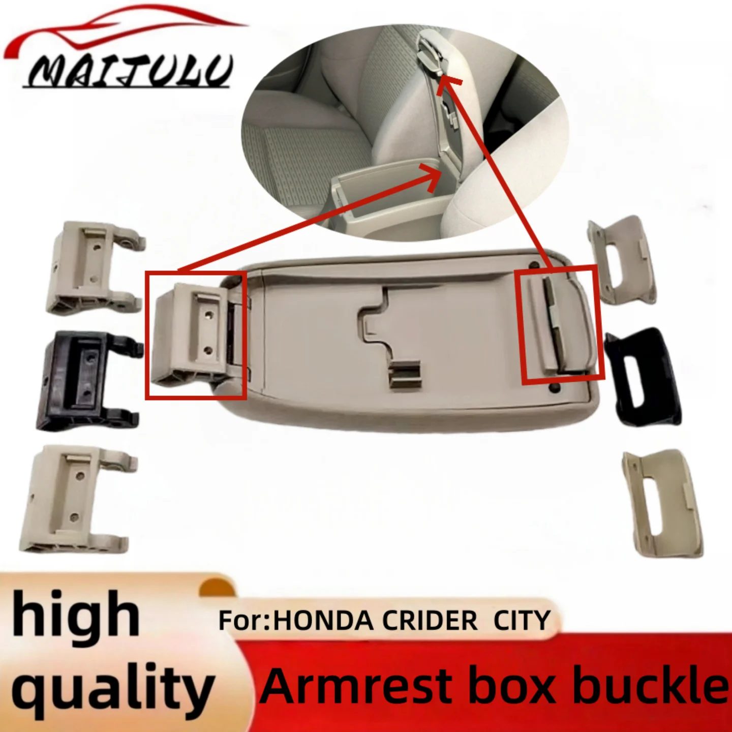 For Honda CITY Armrest Box Buckle Switch Handle Center Glove Box Cover Storage Box Hinge Handle Buckle Black Beige
