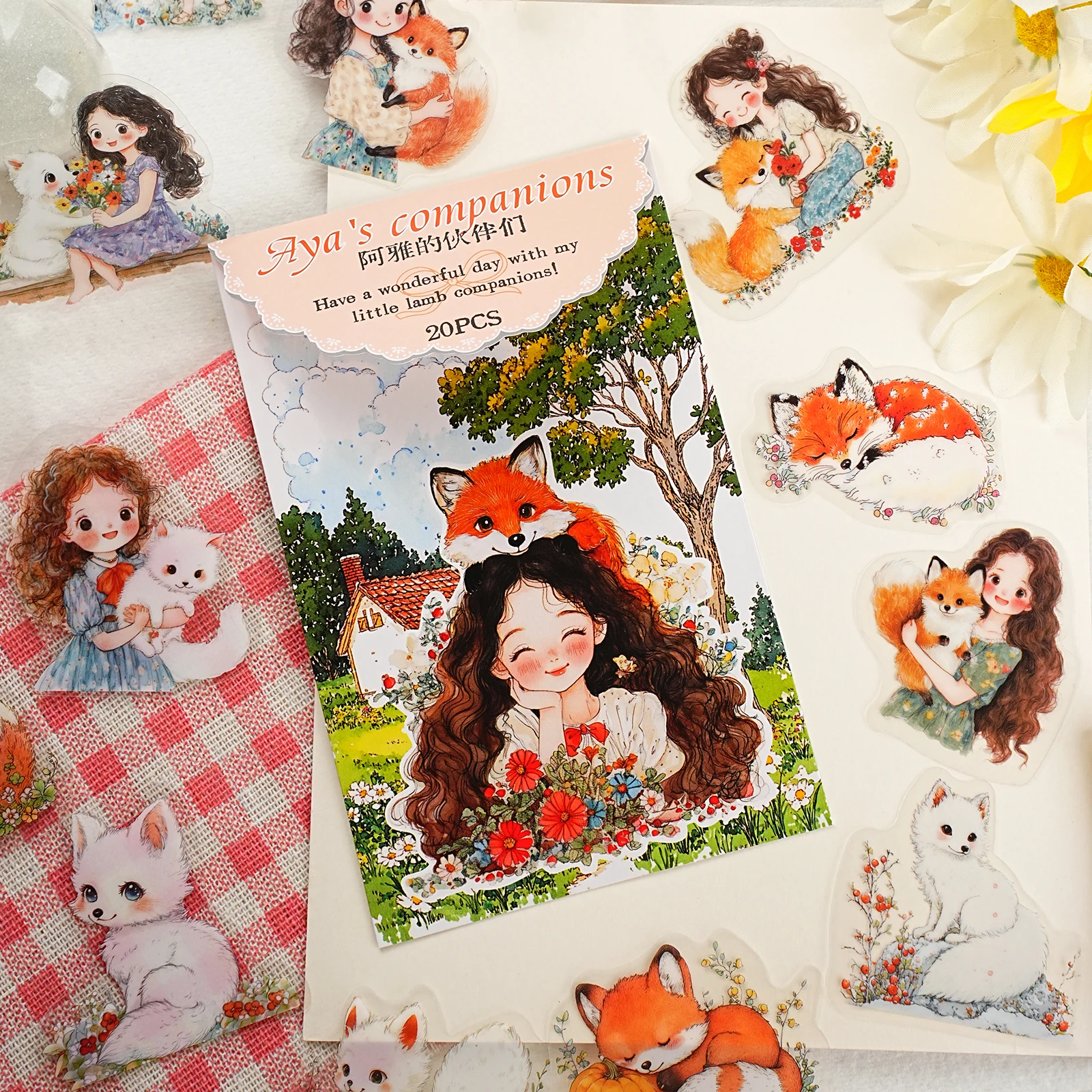 20 ชิ้นสุนัขจิ้งจอกน่ารัก&สติกเกอร์สาวสำหรับแล็ปท็อป,เคสโทรศัพท์,กระเป๋าเดินทาง,สมุดภาพ,ตกแต่งห้อง,อุปกรณ์ DIY น่ารัก