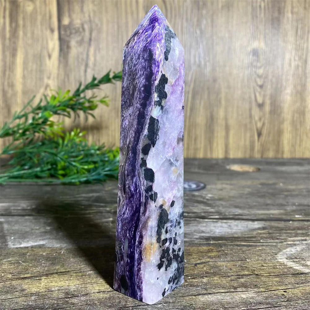 Charoite Stone Natural Quartz Crystal  Tower Reiki Aura Wand Minerals  Quality Home Decoration Beauty