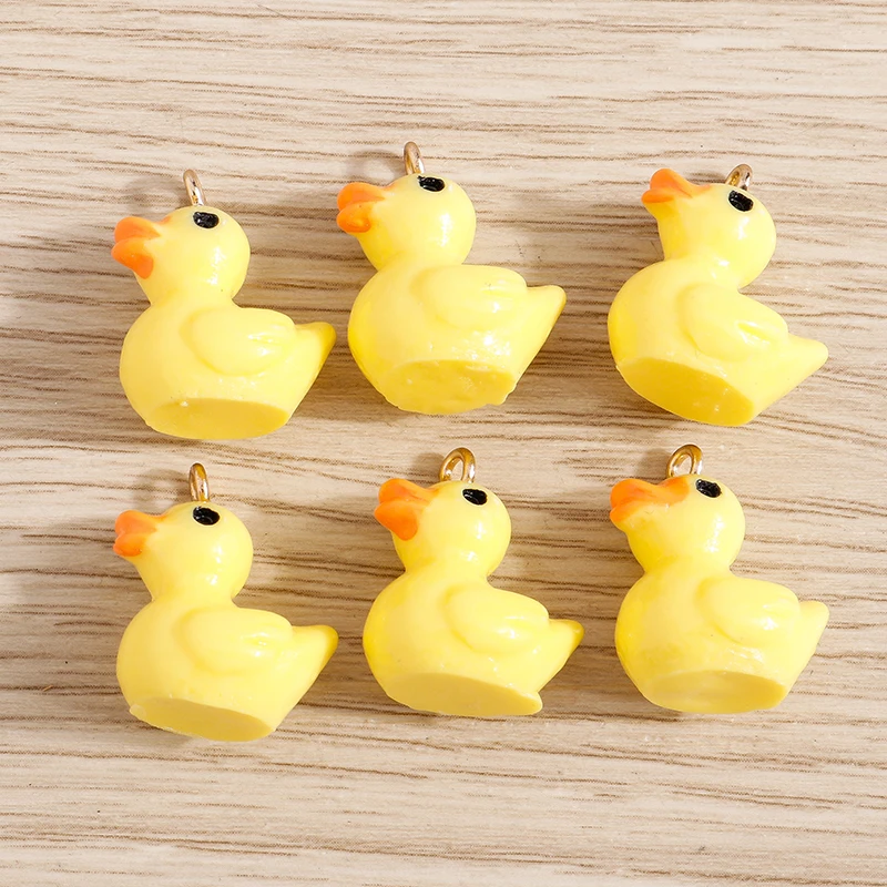 10pcs 18x21mm Cartoon 3D Resin Animal Yellow Duck Charms Pendants for Jewelry Making Earrings Necklace DIY Crafts Accessories